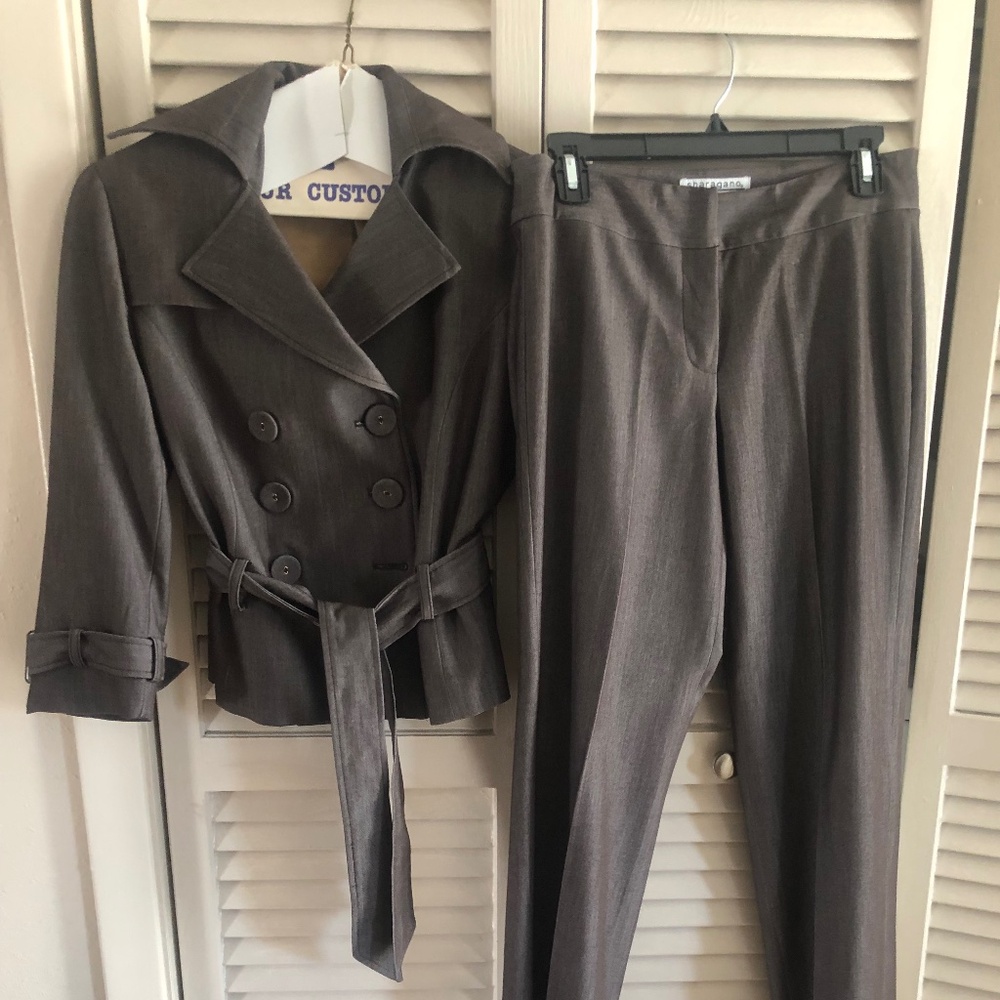 Sharagano Brown Double-Breasted Jacket & Pants Set